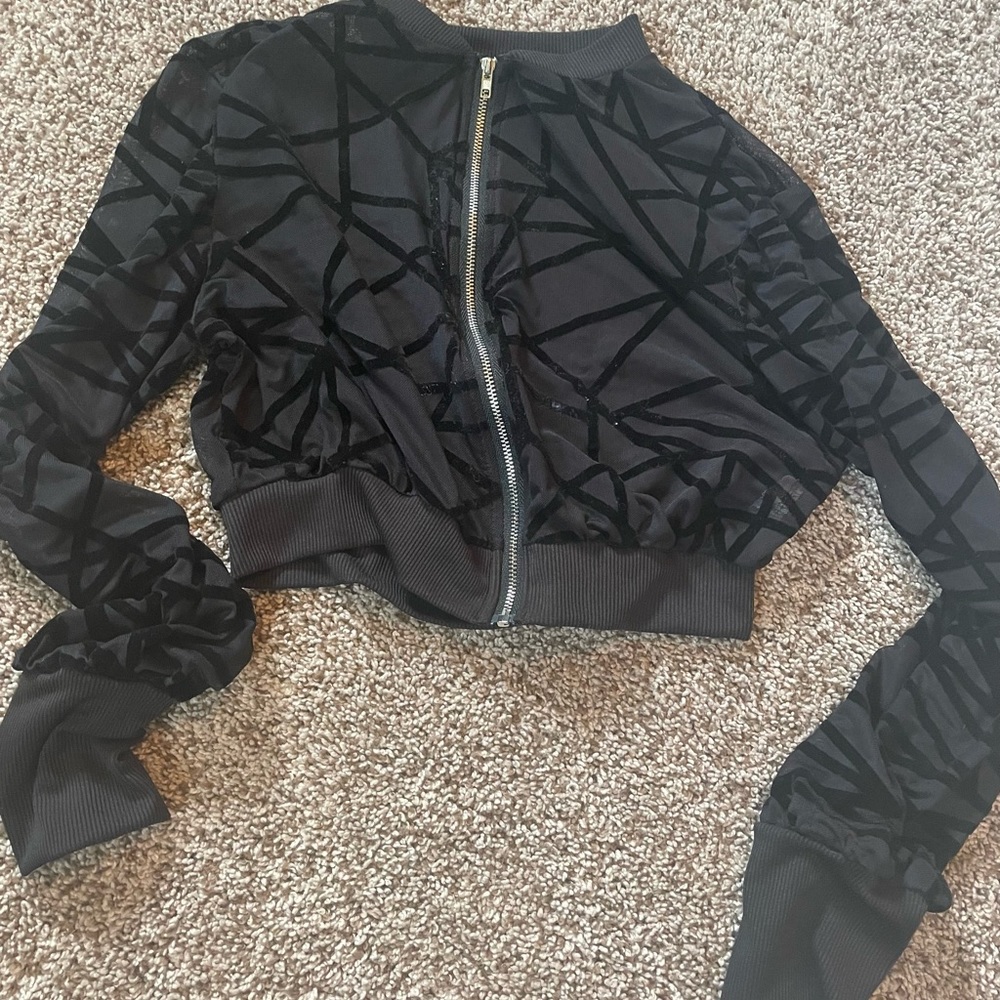 Black mesh cropped jacket